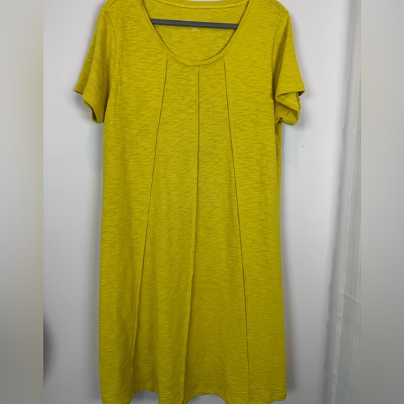 Soft Surroundings Dresses & Skirts - Soft Surroundings Lime Green Cotton Swing Dress Short Sleeve Midi Dress Large